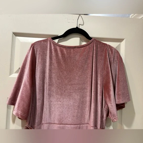 Baltic Born Elegant Rose Pink velvet wrap Dress bridesmaid wedding XL - Picture 6 of 10